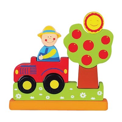 Dřevěné magnetické puzzle - Farma
