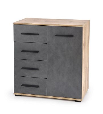 Komoda 77x40x82cm - Šedá/dub rustikal (votan)