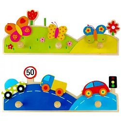 Sada dřevěných dětských věšáků - Silnice a Louka