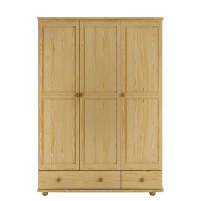 Skříň třídvéřová z masivní borovice 131x57x190cm - Borovice