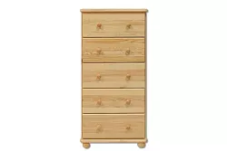 Komoda zásuvková z masivní borovice 55x47x122cm - Šedá