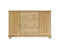 Komoda kombinovaná z masivní borovice 118x47x78cm - Šedá