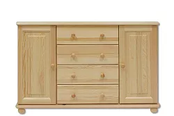 Komoda kombinovaná z masivní borovice 118x47x78cm - Šedá