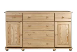 Komoda kombinovaná z masivní borovice 150x47x90cm - Šedá