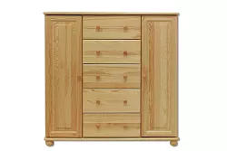 Komoda kombinovaná z masivní borovice 118x47x122cm - Šedá