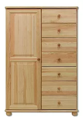 Komoda kombinovaná z masivní borovice 90x42x138cm - Šedá