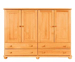 Komoda kombinovaná z masivní borovice 165x42x125cm - Šedá