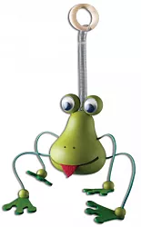 Figurka žába na pružince z masivní borovice výška 13cm