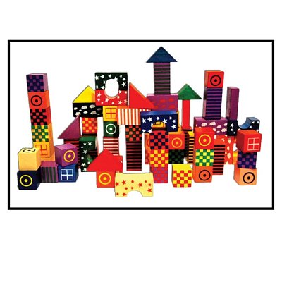 Stavebnice dřevěná barevná vzorovaná 100 ks 