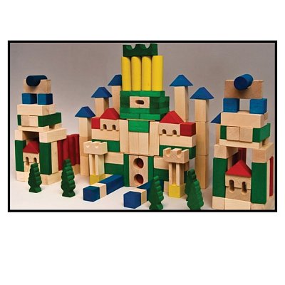 Stavebnice dřevěná barevná 180 ks