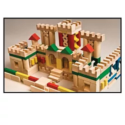 Stavebnice dřevěná barevná 210 ks 