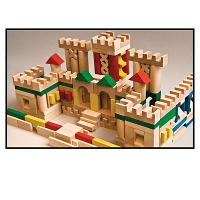 Stavebnice dřevěná barevná 210 ks 