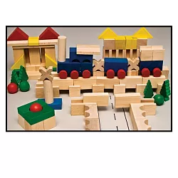 Stavebnice XL dřevěná barevná 140 ks 