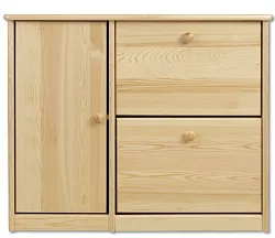 Botník s výklopnými zásuvkami a dvířkami z borovice 90x29x80cm - Borovice