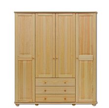 Skříň šatní dvéřová se šuplíky z masivní borovice 165x60x190cm - Borovice