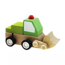 Dřevěný bagr zelený