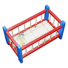 Dřevěná postýlka pro panenku modro-červená (43 cm)