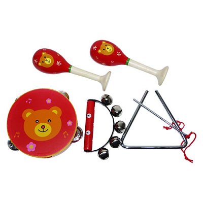 Dřevěná hudební sada s medvídkem (5 ks) 