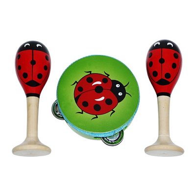 Dřevěná hudební sada s beruškou (3 ks) 