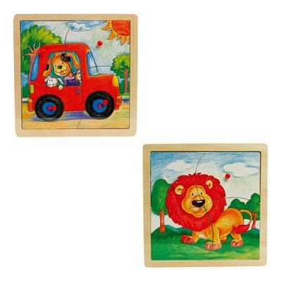 Dřevěné puzzle s úchyty (sada) -2x4 dílky