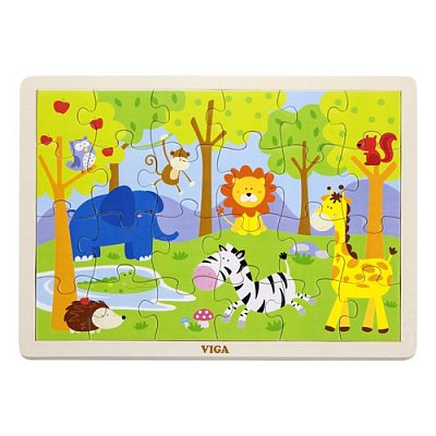 Dřevěné puzzle - Les - 24 dílků