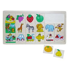 Dřevěné puzzle - Poznej, co kam patří - malé mix - 15 dílků