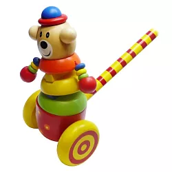 Dřevěná hračka na tyči - Medvídek