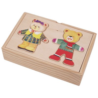 Dřevěná oblékací hra - 2 malí medvídci