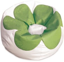 Sedací pytel - Flower 90x90x55cm - Koženka bílá/zelená