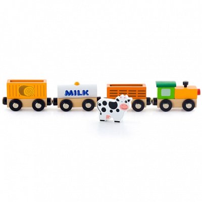 Dřevěný vláček s vagónky (farma)