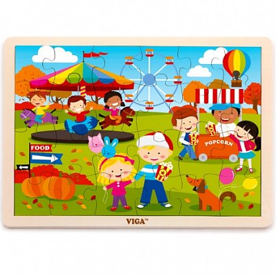 Dřevěné puzzle - Na pouti - 24 dílků