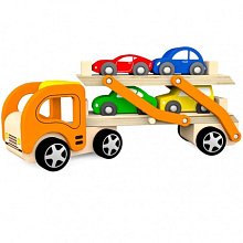 Dřevěné auto nákladní 4245 včetně autíček 4 ks