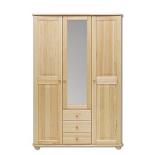 Skříň třídvéřová z masivní borovice se zásuvkami 125x60x190cm - Borovice