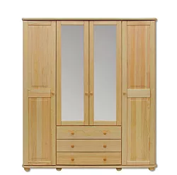 Skříň šatní dvéřová se šuplíky z masivní borovice 165x60x190cm - Šedá