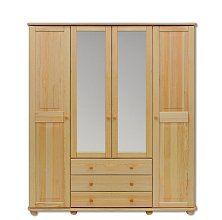 Skříň šatní dvéřová se šuplíky z masivní borovice 165x60x190cm - Borovice