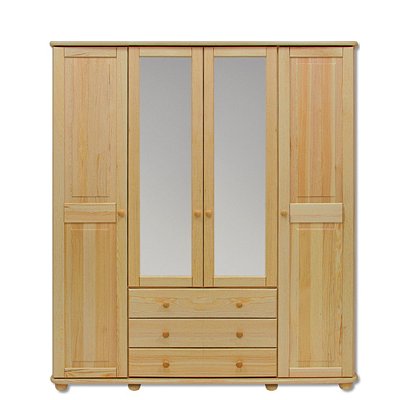 Skříň šatní dvéřová se šuplíky z masivní borovice 165x60x190cm - Borovice