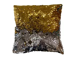 Povlak na polštářek flitrový - žluto-stříbrný