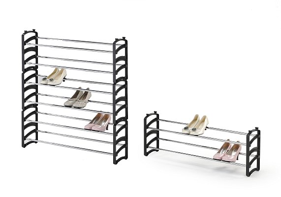 Stohovatelný botník 62-115x18x33cm - Černá