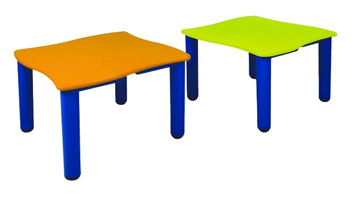 Stůl čtvercového tvaru pro 4 osoby - v. 46 až 52 cm - Oranžová