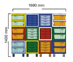 Kompletní složená sestava 2x3 s rohovými šuplíky