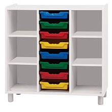 Úložný prostor s osmi barevnými koši/přihrádkami - Bílá