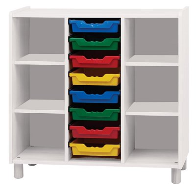 Úložný prostor s osmi barevnými koši/přihrádkami - Bílá