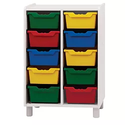 Úložný prostor s deseti barevnými koši/přihrádkami - Bílá