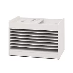 Úložný prostor s šesti přihrádkami na karty a listy - Bílá