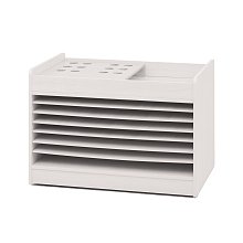 Úložný prostor s šesti přihrádkami na karty a listy - Bílá