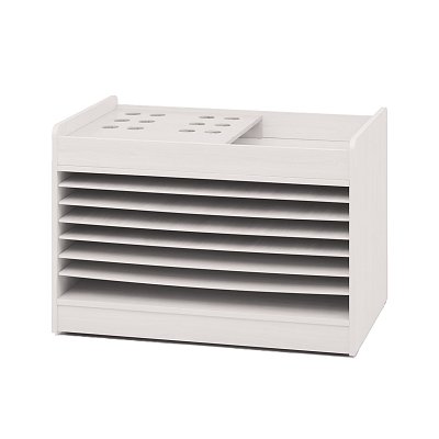 Úložný prostor s šesti přihrádkami na karty a listy - Bílá