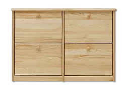 Botník s výklopnými zásuvkami z masivní borovice 110x29x80cm - Šedá