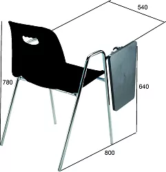 Židle D18-3, rám s područkami a psací podložkou - Světle modrá