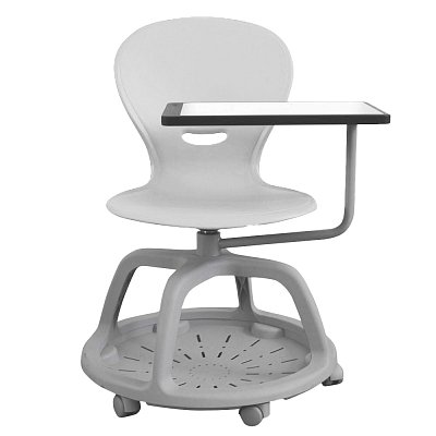 Židle NEWS 3.0 s otočnou základnou a psací podložkou - Bílá