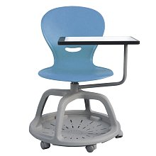 Židle NEWS 3.0 s otočnou základnou a psací podložkou - Světle modrá